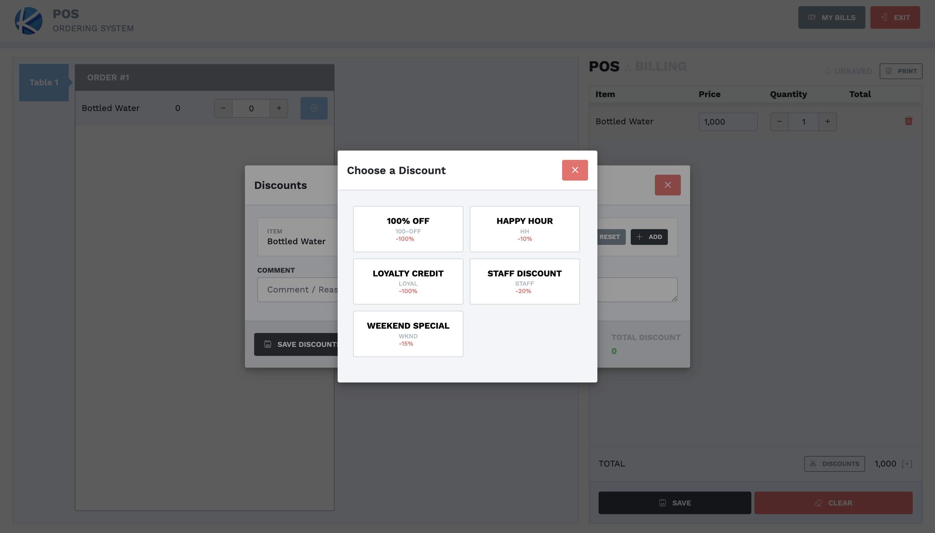 Configured discount choices
